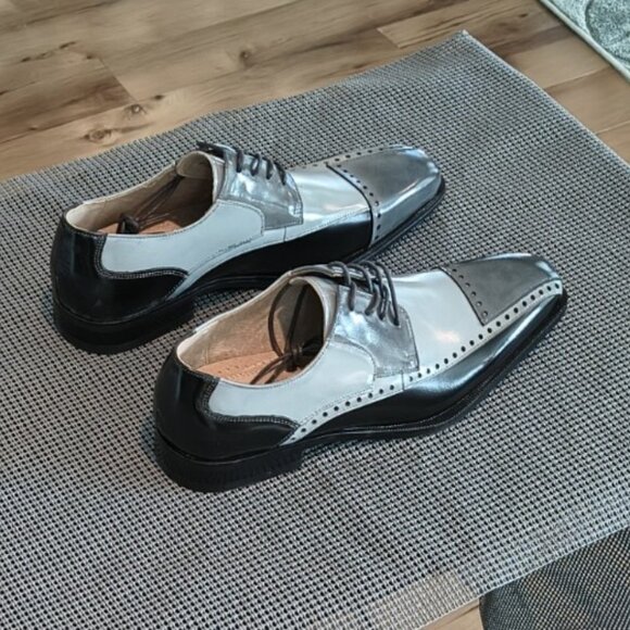 Stacy Adams Shoes Plaza Modified Cap Toe Oxford Black/Gray Size 9.5 - Picture 5 of 10